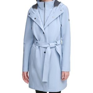 Calvin Klein Soft Shell Double Layer Belted Raincoat
